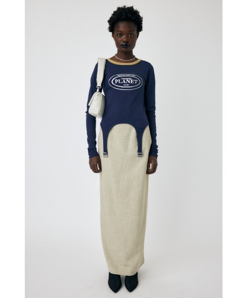 MOUSSY(マウジー)の「GARTER DETAIL PRINT LS Tシャツ(Tシャツ/カットソー・レディース・ネイビー/グリーン/ホワイト・FREE)」の11枚目の写真