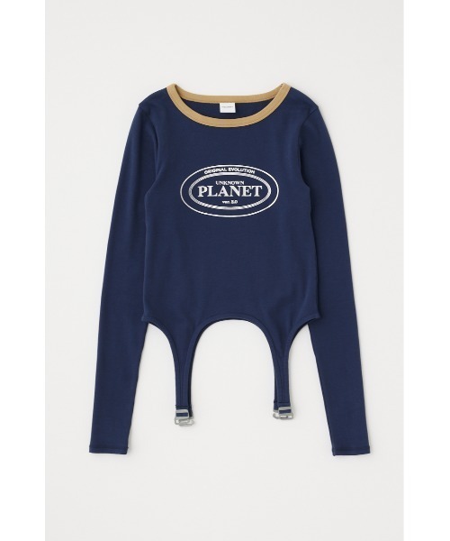 MOUSSY(マウジー)の「GARTER DETAIL PRINT LS Tシャツ(Tシャツ/カットソー・レディース・ネイビー/グリーン/ホワイト・FREE)」の12枚目の写真