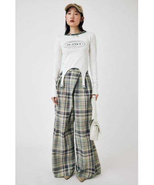 MOUSSY(マウジー)の「GARTER DETAIL PRINT LS Tシャツ(Tシャツ/カットソー・レディース・ネイビー/グリーン/ホワイト・FREE)」の16枚目の写真
