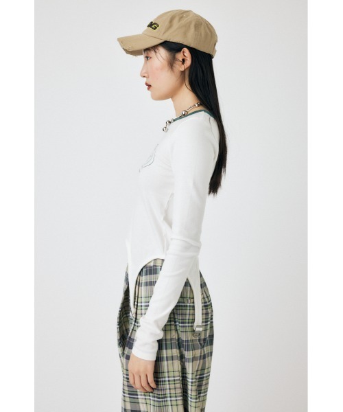 MOUSSY(マウジー)の「GARTER DETAIL PRINT LS Tシャツ(Tシャツ/カットソー・レディース・ネイビー/グリーン/ホワイト・FREE)」の19枚目の写真