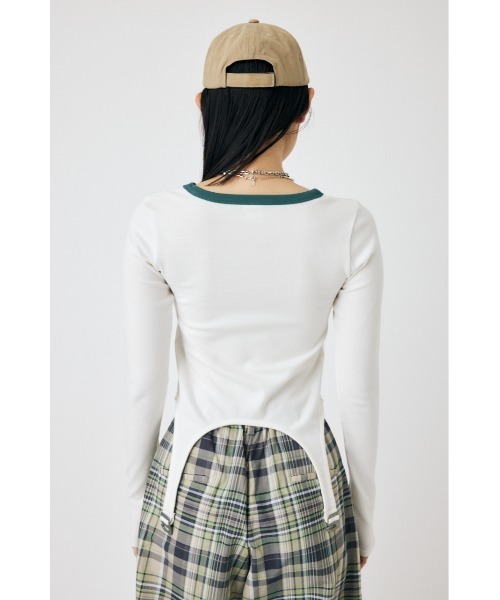 MOUSSY(マウジー)の「GARTER DETAIL PRINT LS Tシャツ(Tシャツ/カットソー・レディース・ネイビー/グリーン/ホワイト・FREE)」の20枚目の写真