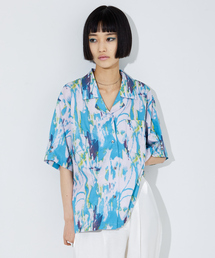 【セットアップ着用可】ペインティング開襟シャツ