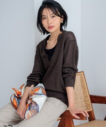 【CLASSY.6月号掲載/洗える】ピュアリネンバルキー Vネックニット