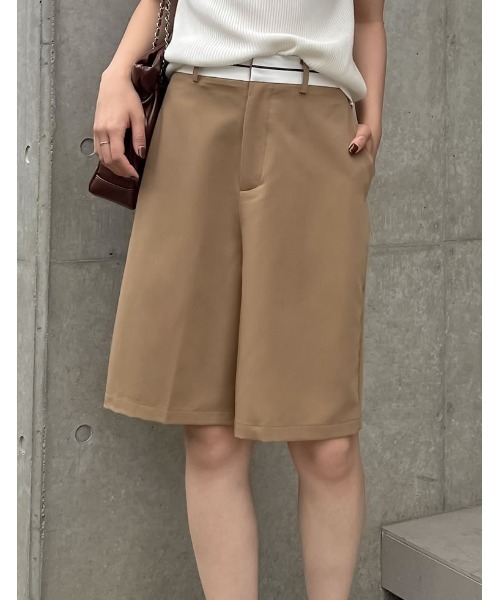Re:EDIT（リエディ）の「[2024SS COLLECTION]ライトツイルマーベルトウエストデザインショートパンツ（その他パンツ・レディース・ベージュ/グレー/ブラック/アイボリー・SMALL/MEDIUM/LARGE）」の4枚目の写真