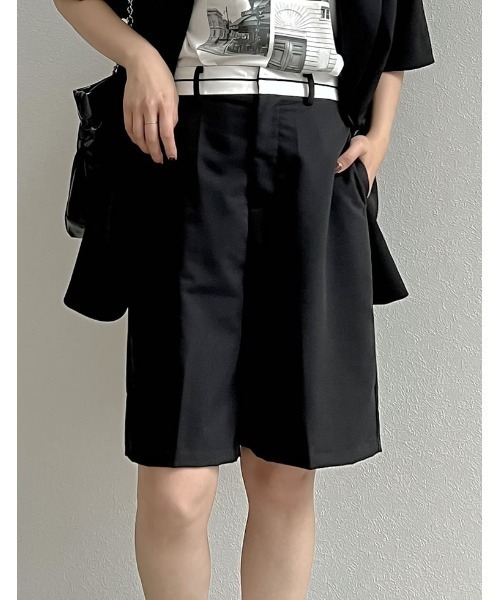 Re:EDIT（リエディ）の「[2024SS COLLECTION]ライトツイルマーベルトウエストデザインショートパンツ（その他パンツ・レディース・ベージュ/グレー/ブラック/アイボリー・SMALL/MEDIUM/LARGE）」の3枚目の写真