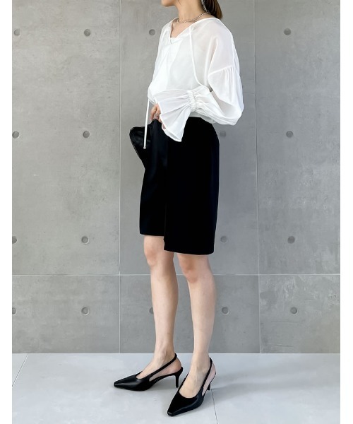 Re:EDIT（リエディ）の「[2024SS COLLECTION]ライトツイルマーベルトウエストデザインショートパンツ（その他パンツ・レディース・ベージュ/グレー/ブラック/アイボリー・SMALL/MEDIUM/LARGE）」の6枚目の写真