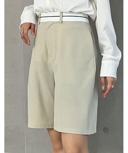 Re:EDIT（リエディ）の「[2024SS COLLECTION]ライトツイルマーベルトウエストデザインショートパンツ（その他パンツ・レディース・ベージュ/グレー/ブラック/アイボリー・SMALL/MEDIUM/LARGE）」の10枚目の写真
