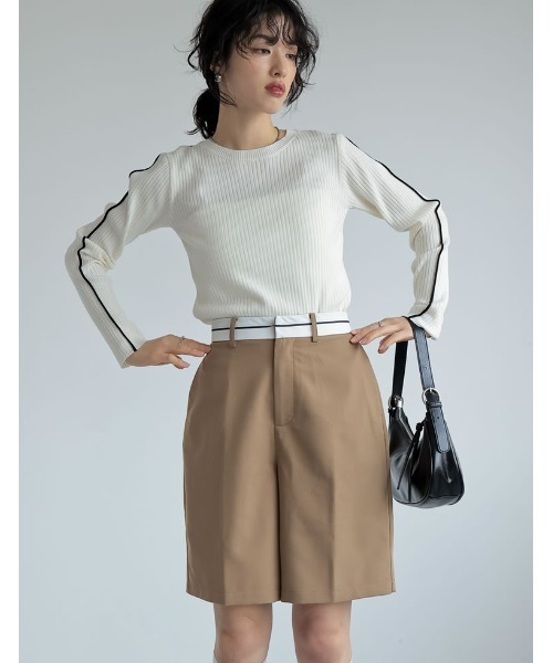Re:EDIT（リエディ）の「[2024SS COLLECTION]ライトツイルマーベルトウエストデザインショートパンツ（その他パンツ・レディース・ベージュ/グレー/ブラック/アイボリー・SMALL/MEDIUM/LARGE）」の13枚目の写真