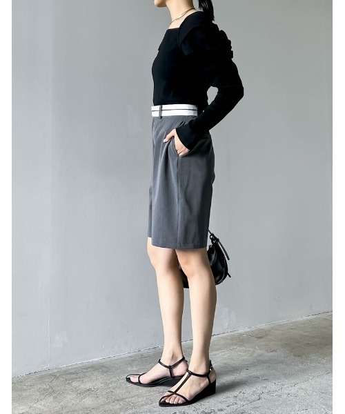 Re:EDIT（リエディ）の「[2024SS COLLECTION]ライトツイルマーベルトウエストデザインショートパンツ（その他パンツ・レディース・ベージュ/グレー/ブラック/アイボリー・SMALL/MEDIUM/LARGE）」の18枚目の写真