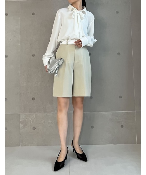 Re:EDIT（リエディ）の「[2024SS COLLECTION]ライトツイルマーベルトウエストデザインショートパンツ（その他パンツ・レディース・ベージュ/グレー/ブラック/アイボリー・SMALL/MEDIUM/LARGE）」の9枚目の写真
