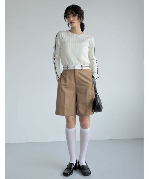 Re:EDIT（リエディ）の「[2024SS COLLECTION]ライトツイルマーベルトウエストデザインショートパンツ（その他パンツ・レディース・ベージュ/グレー/ブラック/アイボリー・SMALL/MEDIUM/LARGE）」の12枚目の写真