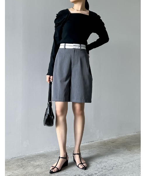 Re:EDIT（リエディ）の「[2024SS COLLECTION]ライトツイルマーベルトウエストデザインショートパンツ（その他パンツ・レディース・ベージュ/グレー/ブラック/アイボリー・SMALL/MEDIUM/LARGE）」の16枚目の写真