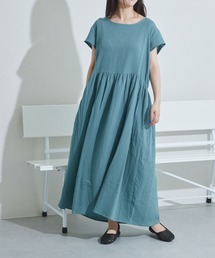 【リンクコーデ】【ママサイズ】ダブルガーゼ フレンチスリーブ 半袖ワンピース