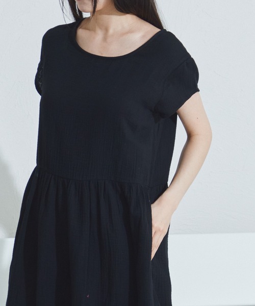 pairmanon（ペアマノン）の「【リンクコーデ】【ママサイズ】ダブルガーゼ フレンチスリーブ 半袖ワンピース（ワンピース・レディース・ブラック/オリーブ/テラコッタ/ピンク/ベージュ/ブルー系その他・FREE）」の8枚目の写真