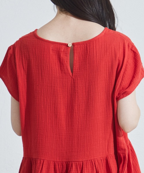 pairmanon（ペアマノン）の「【リンクコーデ】【ママサイズ】ダブルガーゼ フレンチスリーブ 半袖ワンピース（ワンピース・レディース・ブラック/オリーブ/テラコッタ/ピンク/ベージュ/ブルー系その他・FREE）」の11枚目の写真