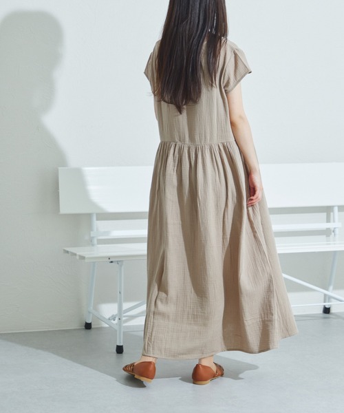 pairmanon（ペアマノン）の「【リンクコーデ】【ママサイズ】ダブルガーゼ フレンチスリーブ 半袖ワンピース（ワンピース・レディース・ブラック/オリーブ/テラコッタ/ピンク/ベージュ/ブルー系その他・FREE）」の13枚目の写真