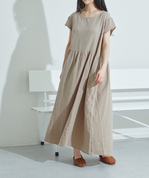 pairmanon（ペアマノン）の「【リンクコーデ】【ママサイズ】ダブルガーゼ フレンチスリーブ 半袖ワンピース（ワンピース・レディース・ブラック/オリーブ/テラコッタ/ピンク/ベージュ/ブルー系その他・FREE）」の14枚目の写真