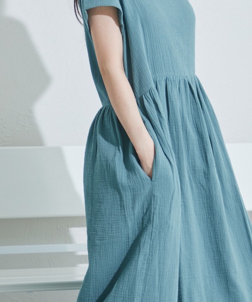 pairmanon（ペアマノン）の「【リンクコーデ】【ママサイズ】ダブルガーゼ フレンチスリーブ 半袖ワンピース（ワンピース・レディース・ブラック/オリーブ/テラコッタ/ピンク/ベージュ/ブルー系その他・FREE）」の21枚目の写真