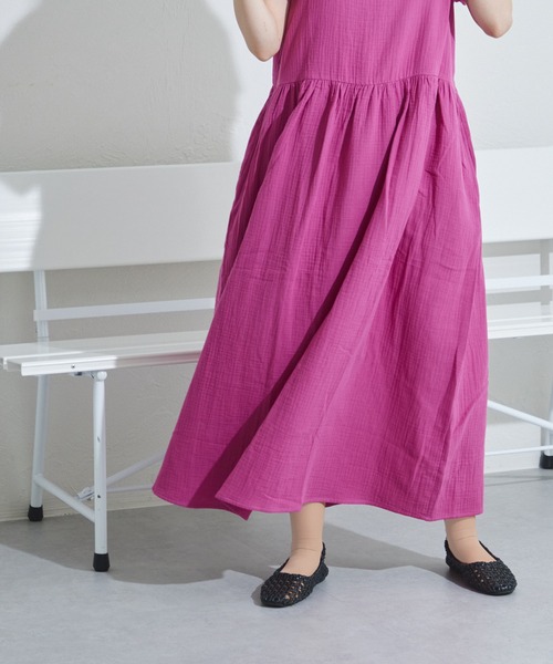 pairmanon（ペアマノン）の「【リンクコーデ】【ママサイズ】ダブルガーゼ フレンチスリーブ 半袖ワンピース（ワンピース・レディース・ブラック/オリーブ/テラコッタ/ピンク/ベージュ/ブルー系その他・FREE）」の22枚目の写真