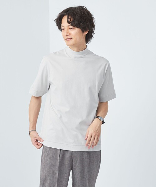 gim（ジム）の「＜GIM＞プラチナフェイス コットン モックネック Tシャツ（Tシャツ/カットソー・メンズ・ホワイト/ブラック/ライトグレー・M/S/L）」の3枚目の写真