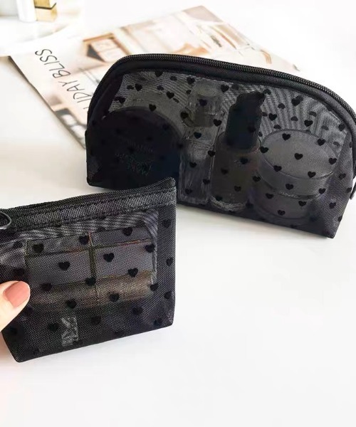 E&C closet…(イーアンドシークローゼット)の「メッシュハート柄ポーチBLACK(L)(ポーチ・レディース・ブラック・FREE)」の13枚目の写真
