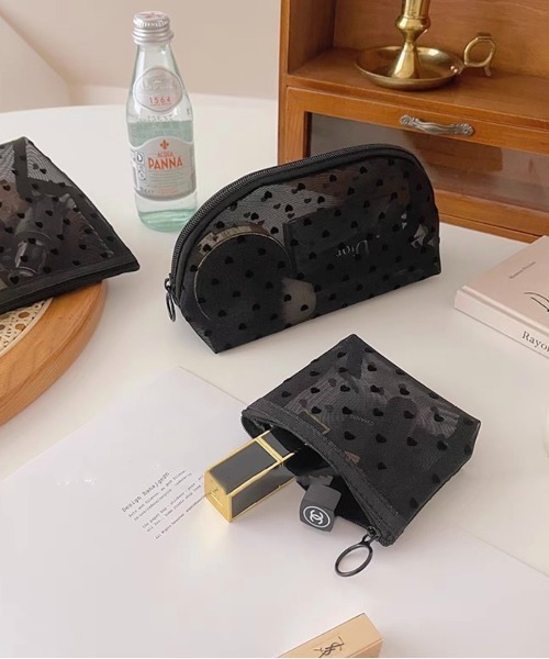 E&C closet…(イーアンドシークローゼット)の「メッシュハート柄ポーチBLACK(L)(ポーチ・レディース・ブラック・FREE)」の10枚目の写真