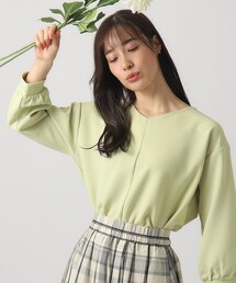 DRESKIP | ◆【無理せずキレイ】パール調ボタン付き 8分袖トップス(Tシャツ/カットソー)