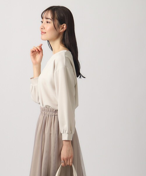 DRESKIP(ドレスキップ)の「◆【無理せずキレイ】パール調ボタン付き 8分袖トップス(Tシャツ/カットソー・レディース・ブラック/スモーキーグリーン系/ライトベージュ/ライトブルー・02/03/04)」の18枚目の写真