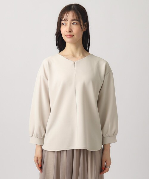 DRESKIP(ドレスキップ)の「◆【無理せずキレイ】パール調ボタン付き 8分袖トップス(Tシャツ/カットソー・レディース・ブラック/スモーキーグリーン系/ライトベージュ/ライトブルー・02/03/04)」の21枚目の写真