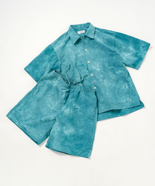 417 EDIFICE(フォーワンセブンエディフィス)の「コットンナイロン タイダイ ショーツ ”セットアップ着用可能”(カーゴパンツ・メンズ・ネイビー/オレンジ/ホワイト/グリーン/ブラック・MEDIUM/LARGE)」の9枚目の写真