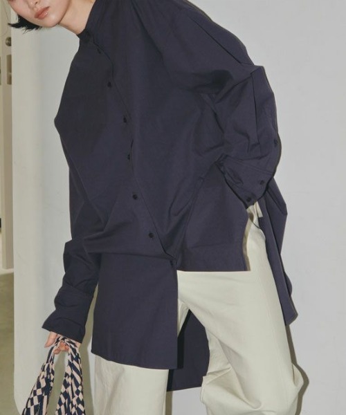 TODAYFUL◆長袖シャツ/FREE/ポリエステル/GRY/12220432 WOMEN サッカーセミジャガード 長袖シャツ ダークマリン 071644005