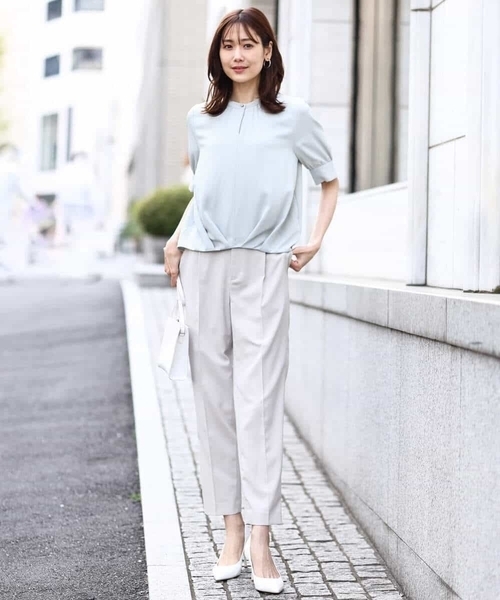 944t*美品 大きい50サイズ 23区 ストレッチ テーパードパンツ 新色追加/洗える】ストレッチジョーゼット テーパード パンツ