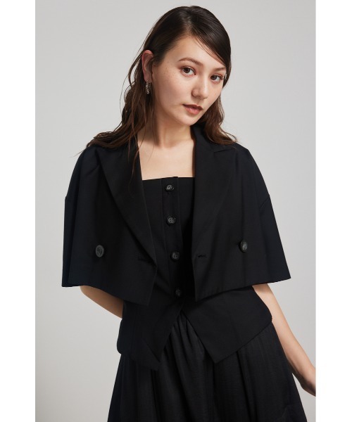 rienda（リエンダ）の「クロップドハーフスリーブジャケット（テーラードジャケット・レディース・ホワイト/ブラック/グレー・FREE）」の7枚目の写真