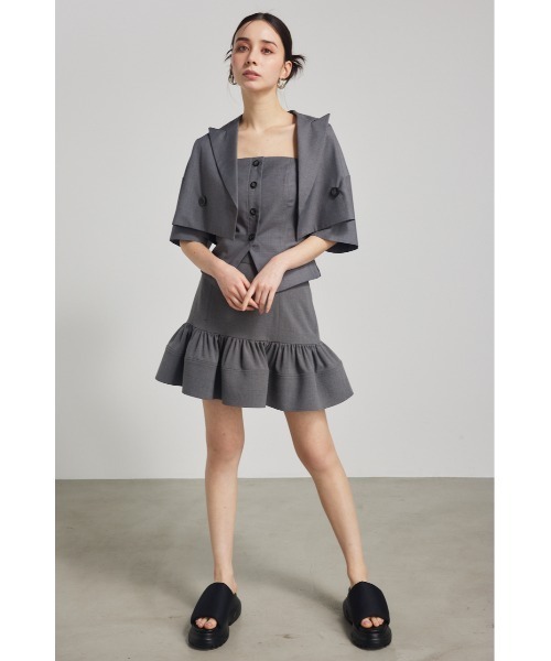 rienda（リエンダ）の「クロップドハーフスリーブジャケット（テーラードジャケット・レディース・ホワイト/ブラック/グレー・FREE）」の14枚目の写真