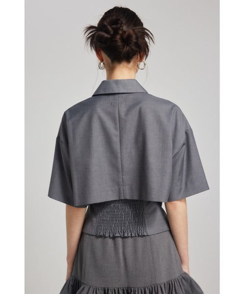 rienda（リエンダ）の「クロップドハーフスリーブジャケット（テーラードジャケット・レディース・ホワイト/ブラック/グレー・FREE）」の17枚目の写真