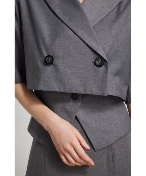 rienda（リエンダ）の「クロップドハーフスリーブジャケット（テーラードジャケット・レディース・ホワイト/ブラック/グレー・FREE）」の20枚目の写真