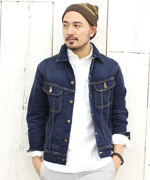 Lee(リー)の「リー別注ジャージージャケット(デニムジャケット・メンズ・インディゴブルー・LARGE/MEDIUM)」の1枚目の写真