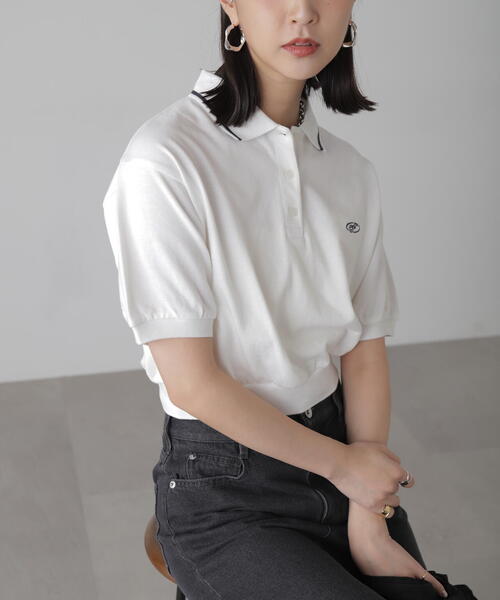 FREE'S MART(フリーズマート)の「パフスリーブショート丈ポロシャツ(ポロシャツ・レディース・ホワイト/ネイビー・FREE)」の21枚目の写真