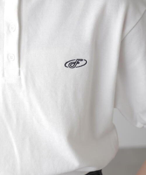 FREE'S MART(フリーズマート)の「パフスリーブショート丈ポロシャツ(ポロシャツ・レディース・ホワイト/ネイビー・FREE)」の4枚目の写真