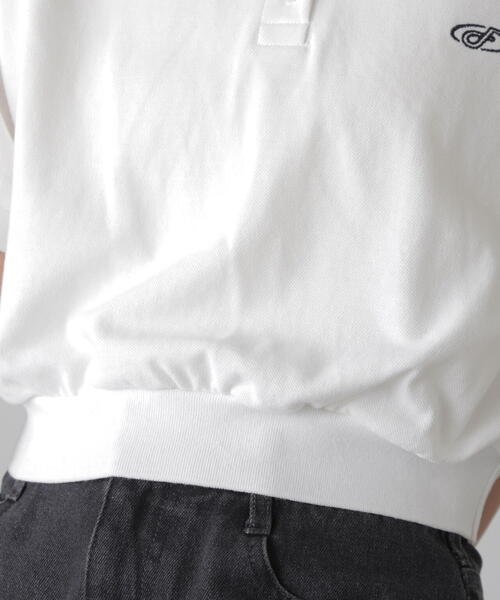 FREE'S MART(フリーズマート)の「パフスリーブショート丈ポロシャツ(ポロシャツ・レディース・ホワイト/ネイビー・FREE)」の5枚目の写真