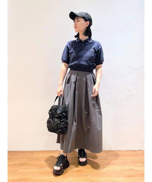 FREE'S MART(フリーズマート)の「パフスリーブショート丈ポロシャツ(ポロシャツ・レディース・ホワイト/ネイビー・FREE)」の9枚目の写真