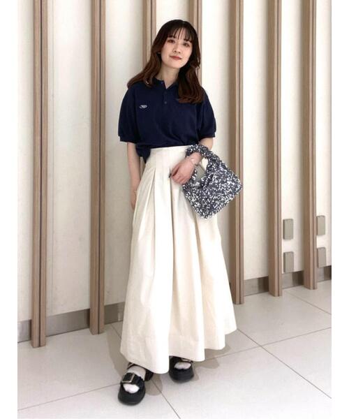 FREE'S MART(フリーズマート)の「パフスリーブショート丈ポロシャツ(ポロシャツ・レディース・ホワイト/ネイビー・FREE)」の10枚目の写真