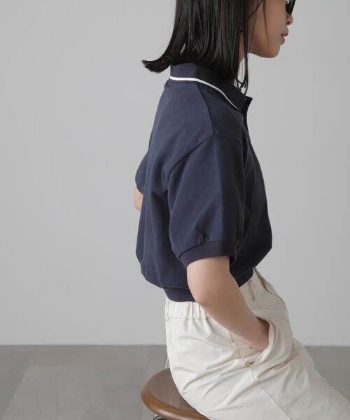 FREE'S MART(フリーズマート)の「パフスリーブショート丈ポロシャツ(ポロシャツ・レディース・ホワイト/ネイビー・FREE)」の11枚目の写真