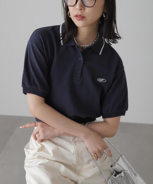 FREE'S MART(フリーズマート)の「パフスリーブショート丈ポロシャツ(ポロシャツ・レディース・ホワイト/ネイビー・FREE)」の13枚目の写真