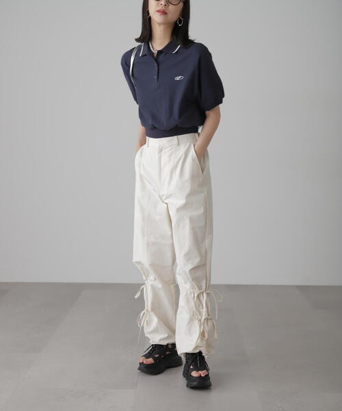 FREE'S MART(フリーズマート)の「パフスリーブショート丈ポロシャツ(ポロシャツ・レディース・ホワイト/ネイビー・FREE)」の14枚目の写真