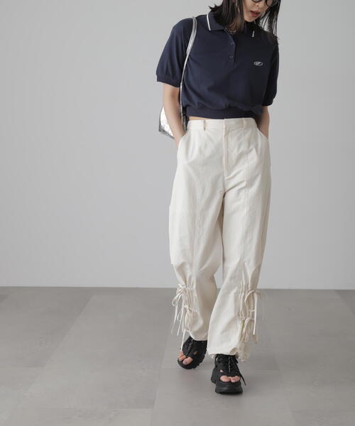 FREE'S MART(フリーズマート)の「パフスリーブショート丈ポロシャツ(ポロシャツ・レディース・ホワイト/ネイビー・FREE)」の15枚目の写真