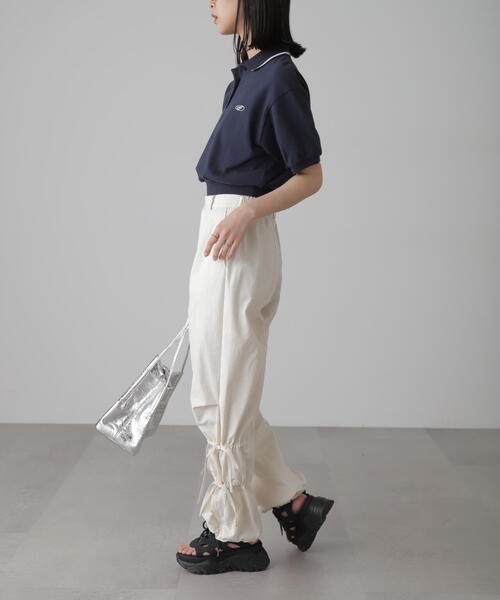 FREE'S MART(フリーズマート)の「パフスリーブショート丈ポロシャツ(ポロシャツ・レディース・ホワイト/ネイビー・FREE)」の16枚目の写真