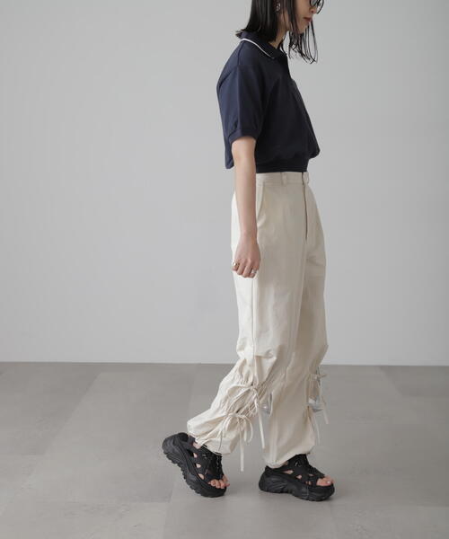 FREE'S MART(フリーズマート)の「パフスリーブショート丈ポロシャツ(ポロシャツ・レディース・ホワイト/ネイビー・FREE)」の17枚目の写真