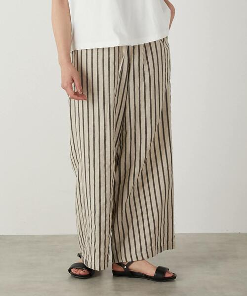 【セール】【着こなしのポイントに☆リネンストライプイージーパンツ】（その他パンツ）｜MELROSE claire（メルローズ クレール）