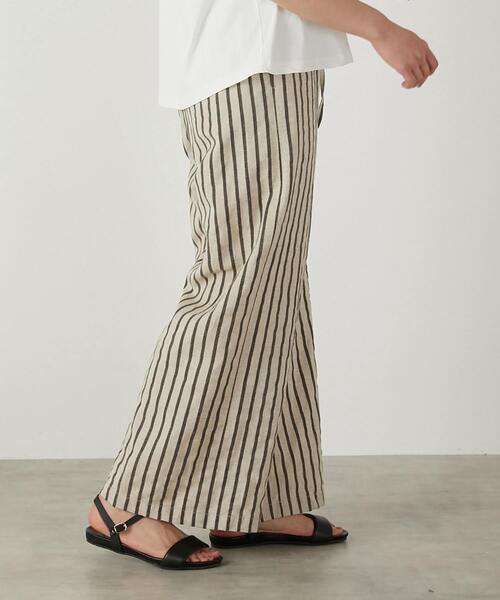 【セール】【着こなしのポイントに☆リネンストライプイージーパンツ】（その他パンツ）｜MELROSE claire（メルローズ クレール）